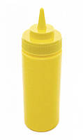 Бутылка для соусов пластиковая с мерной шкалой желтая 710 мл