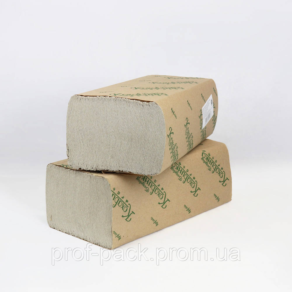 Полотенца бумажные Кохавинка ZZ-сложения 1-х слойные серые 230х220 мм 200 листов/уп