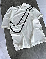 Мужская оверсайз футболка Nike белая с логотипом хлопковая летняя Тенниска Найк спортивная на лето
