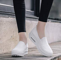 Слипоны, самая удобная обувь, женские туфли, размер 42, белые Код 68-1007