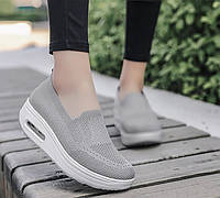 Слипоны, самая удобная обувь, женские туфли, размер 39, серые Код 68-1014