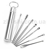 Набір інструментів для чищення вух - 7 предметів - у металевому тубусі
