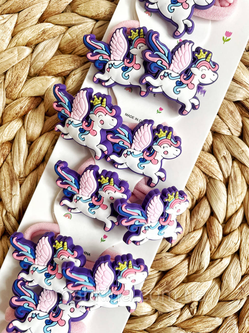 Гумки для волосся дитячі 3 см 10 пар/пач. ЕДИНОРОГ, фото 1