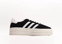 Женские кроссовки Adidas Gazelle Platform Black кеды адидас газель черные с белым кожа замша