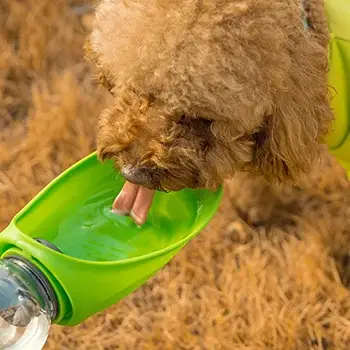 Герметична пляшка напувалка для собак дорожня, переносна напувалка для собак на прогулянку або в поїздку зелена