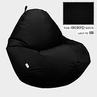Безкаркасне крісло мішок груша Овал Coolki XL 85x105 Чорний (Оксфорд 600D PU)