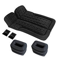 Lb Надувной флокированный автомобильный матрас кровать с насосом в багажник BP-001 135*145*35 см Black