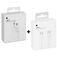 Швидкий зарядний комплект для Apple - Power Adapter 20 W USB-C Блок живлення й кабель заряджання для айфон