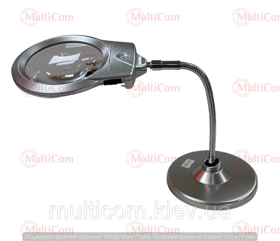 14-01-056. Лупа гнучка на підставці, збільшення 2,5х+5х діам.-90 мм, LED підсв., MG4B-5, DC-3AAA, фото 1