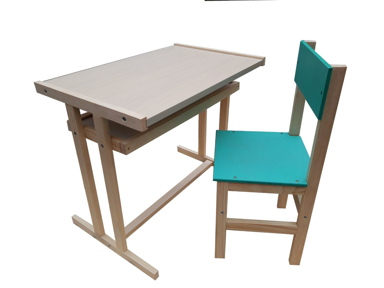 Дитячий стіл-парта та стілець дитяча Іграша 60*40*10 см Бежевий з бірюзовим (ПА1)