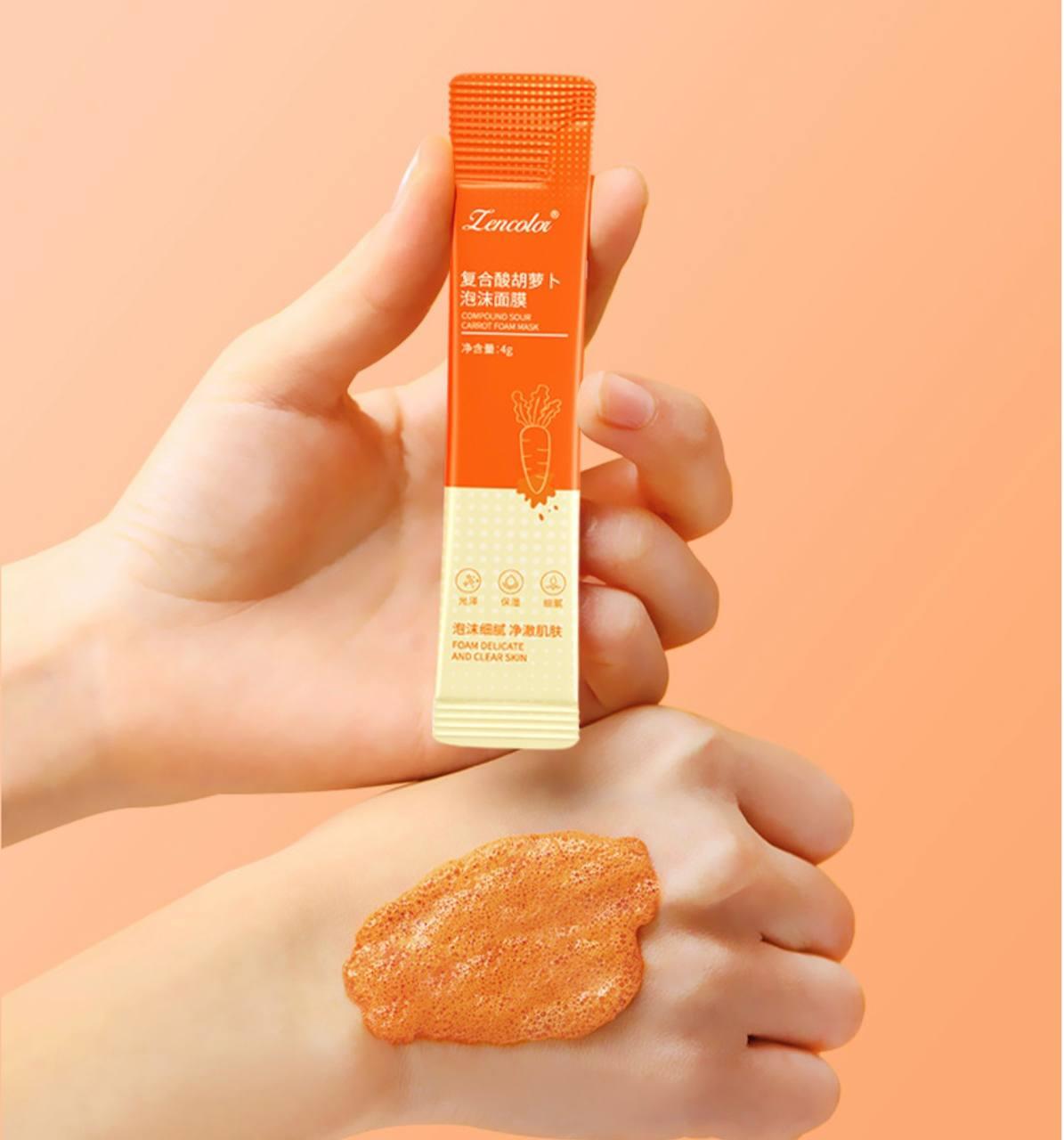 Бульбашкова заспокійлива маска для обличчя з екстрактом моркви Lencolor Carrot Foam Mask, 4 г