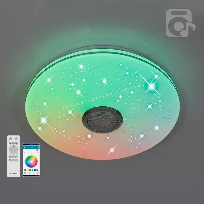 Керована музична світлодіодна люстра Esllse MUSIC RGB 60W R з динаміком і додатком для смартфону Ø390х70мм