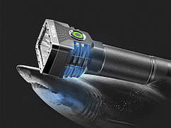 Ліхтарик світлодіодний акумуляторний суперяскравий 6 світлодіодів  Чорний