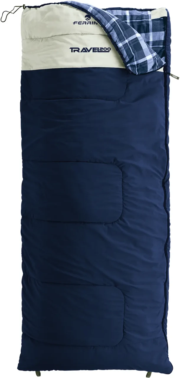 Спальний мішок-ковдра Ferrino Travel 200/+5°C, Left (Deep Blue/White)