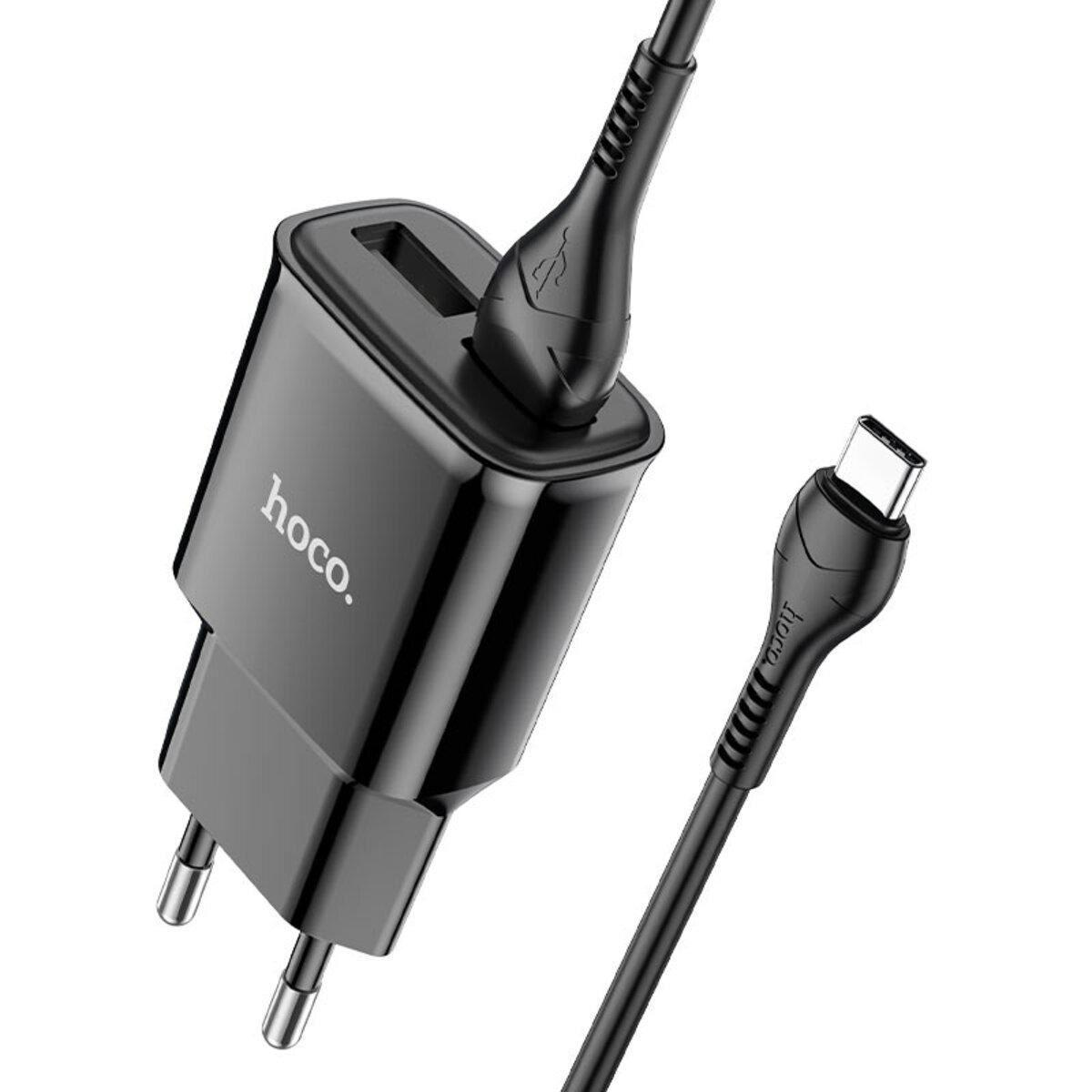 Мережевий зарядний пристрій HOCO C88A Star round dual port charger set(Type-C) Black