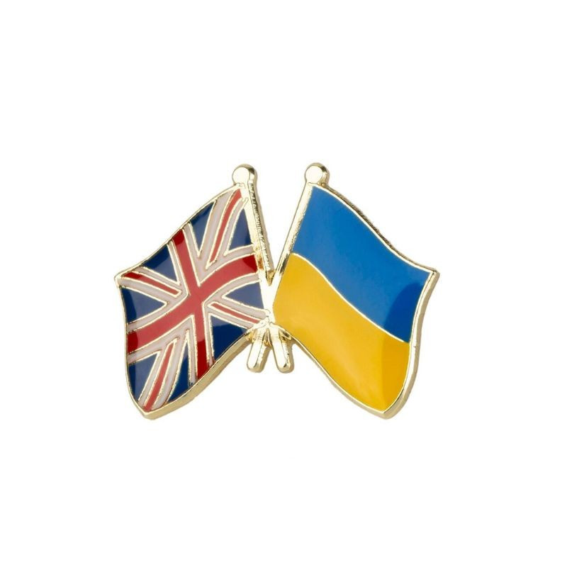 Брошка-значок BROCHE Флаг Великобританія-Україна різнобарвна BRGV112715