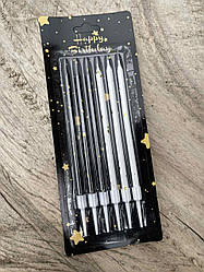 Свічки в торт чорно-білі, 6 штук