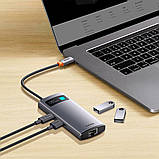 USB-HubBaseus Metal Gleam Series 4-in-1 Multifunctional Type-C HUB Docking Station Gray （Type-C to, фото 4