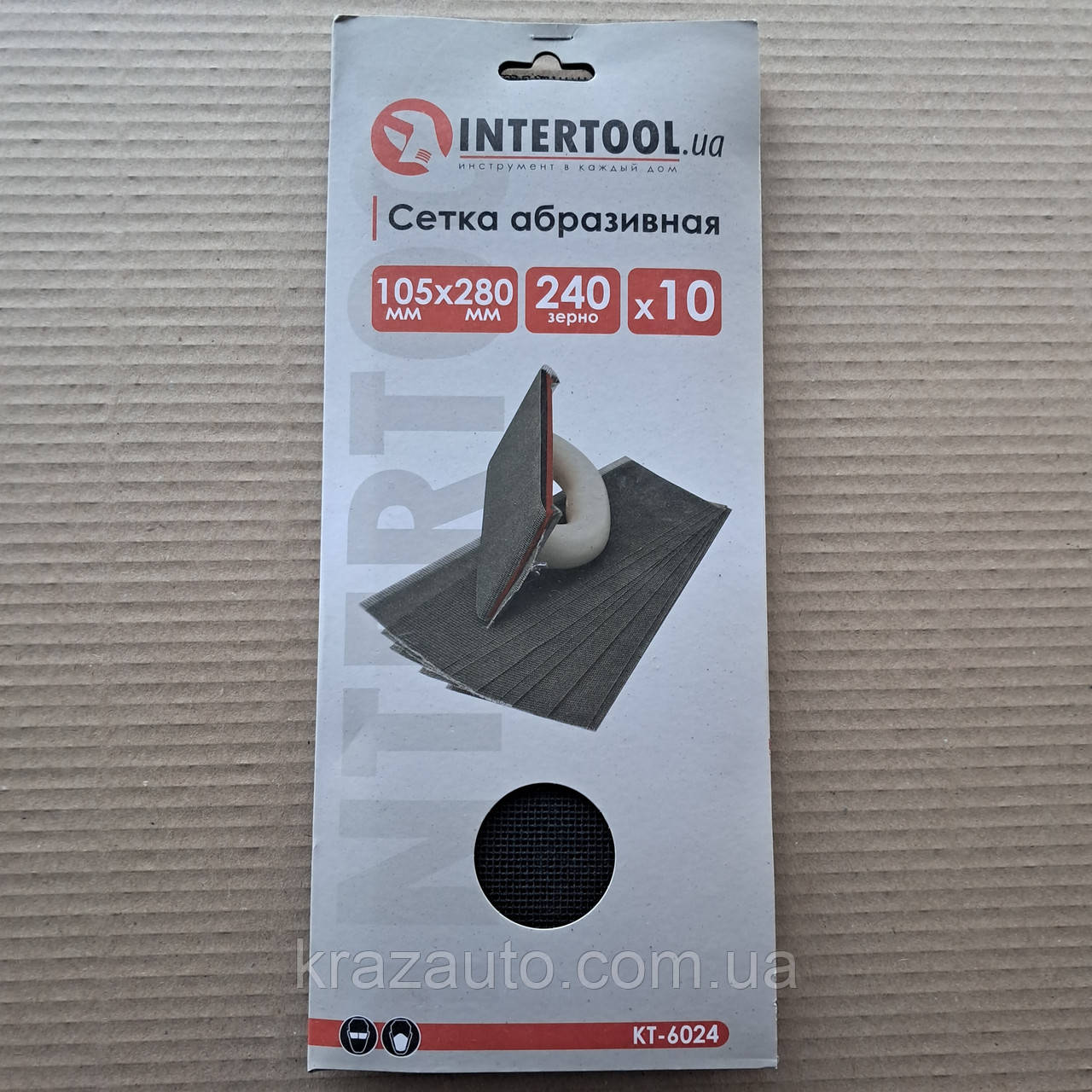 Сітка абразивна 105x280 мм, К240, 10 од. INTERTOOL KT-6024