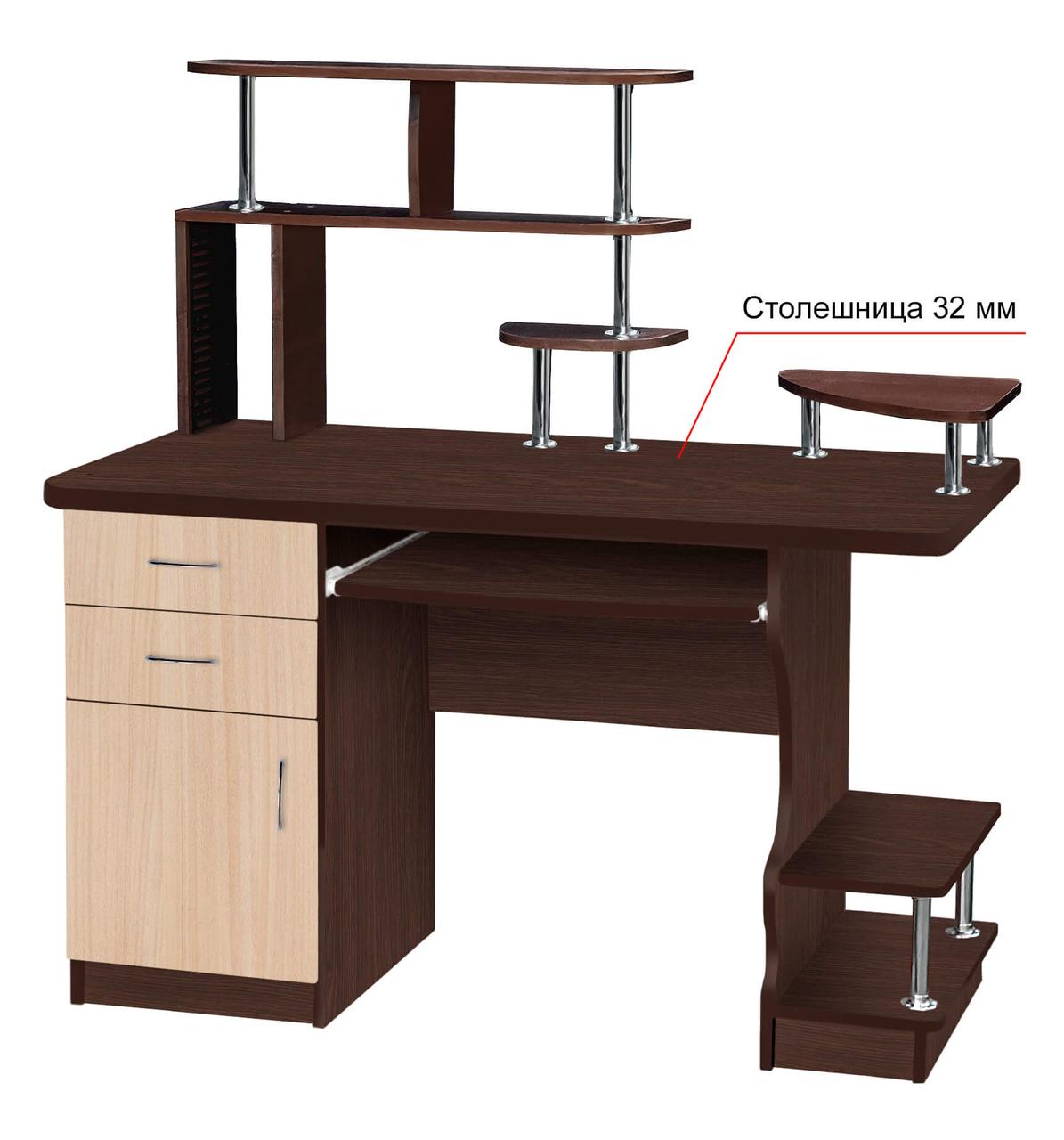 Стіл комп'ютерний Фазіс МАКСІ-Мебель Венге Магія/Дуб молочний (5102556), фото 1