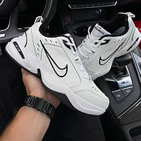 Мужские кроссовки Nike Air Monarch IV весна-осень белые с черным. Живое фото. Топ