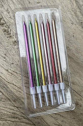 Свічки в торт - перламутр-асорті, 6 штук