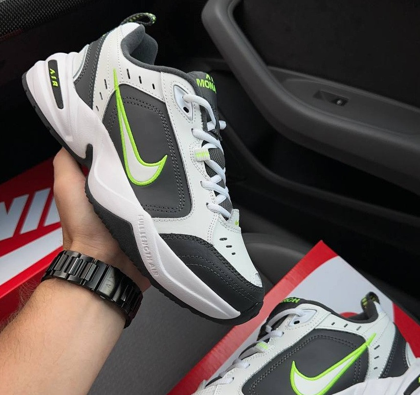 Чоловічі кросівки Nike Air Monarch IV весна-осінь повсякденні білі з сірим. Живе фото. Топ