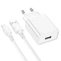 Мережевий зарядний пристрій BOROFONE BA74A Aspirer single port charger set(iP) White