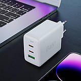 Мережевий зарядний пристрій ACEFAST A41 PD65W GaN (2*USB-C+USB-A) charger White, фото 3