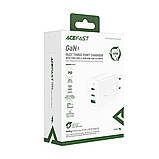 Мережевий зарядний пристрій ACEFAST A41 PD65W GaN (2*USB-C+USB-A) charger White, фото 4