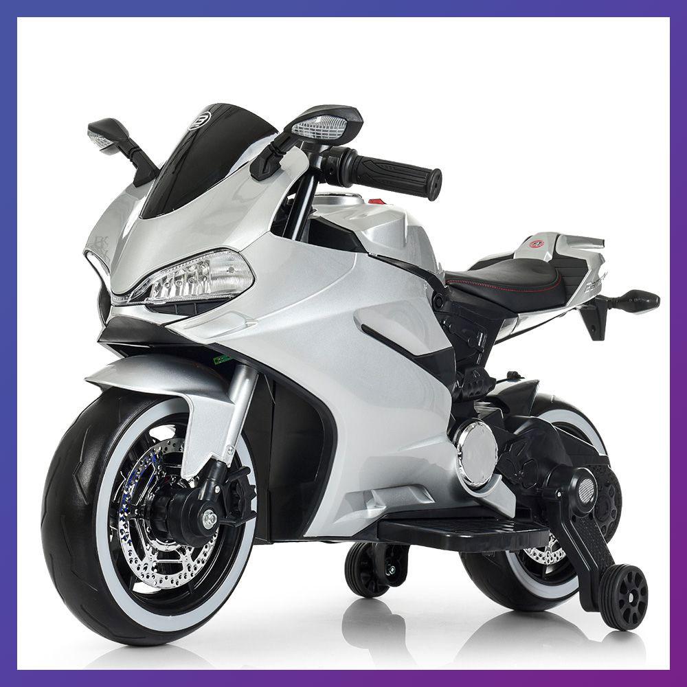 Дитячий електро мотоцикл двоколісний на акумуляторі Ducati M 4104ELS-11 для дітей 3-8 років автопофарбування сірий