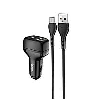 Автомобільний зарядний пристрій HOCO Z36 Leader dual port car charger set(Micro) Black