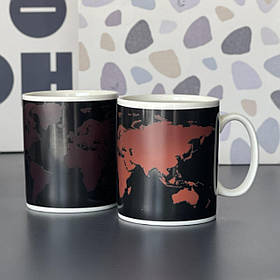 Чашка - хамелеон "Карта світу", Кружка керамическая хамелеон "Карта мира"