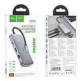 Кабель-перехiдник HOCO HB32 Season Type-C 8-in-1 multi-function converter Metal Gray, фото 7