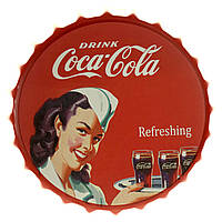 Металева табличка / постер "Освіжаючий Напій Кока-Кола / Refreshing Drink Coca-Cola (Reg. U.S. Pat. Off.)" 35x35см (ms-002934)