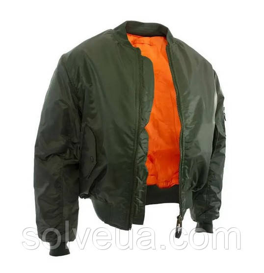 Тактична двостороння куртка бомбер Mil-Tec ma1 олива 10403001.solve