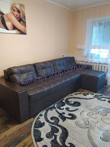 Диван кутовий Комфорт Плюс (преміум) 3 м  замша антикіготь шоколад, фото 1