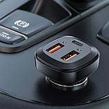 Автомобільний зарядний пристрій ACEFAST B9 66W(2USB-A+USB-C) three port metal car charger, фото 5