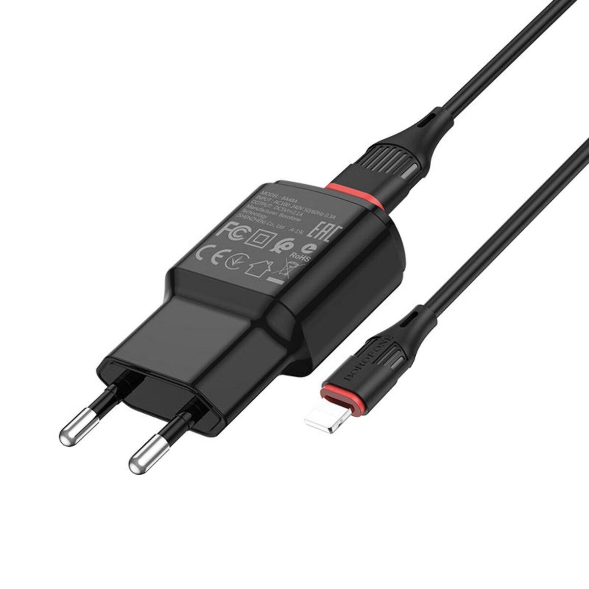 Мережевий зарядний пристрій BOROFONE BA48A Orion single port charger set(iP) Black