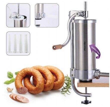 Шприц Ковбасний Вертикальний Сталевий, 3 кг, фото 1