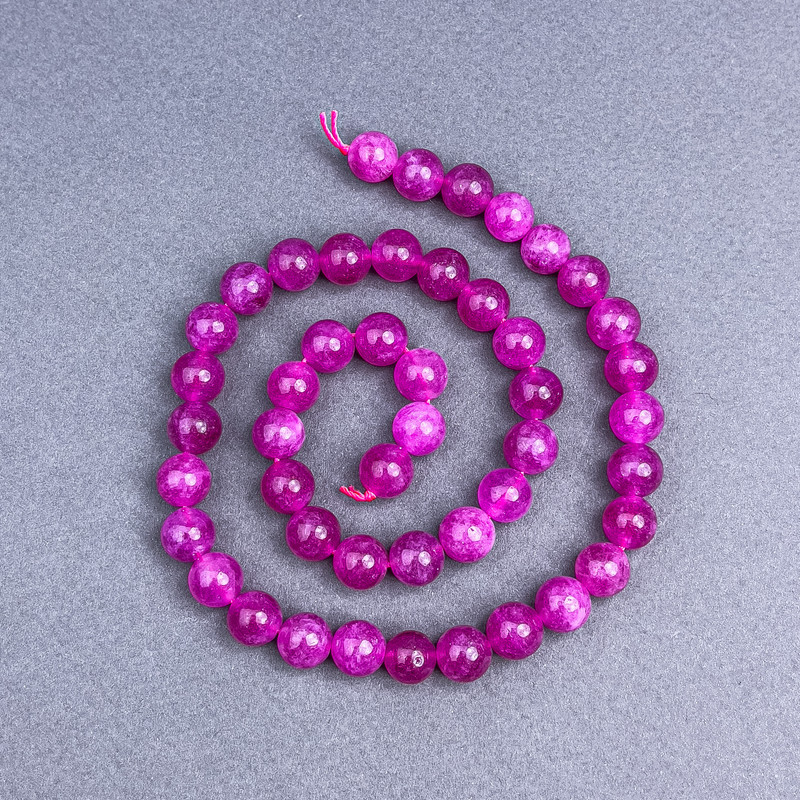 Намистини Турмалін малиновий гладка кулька d-8,5 мм+- на нитці L-38см+-, фото 1