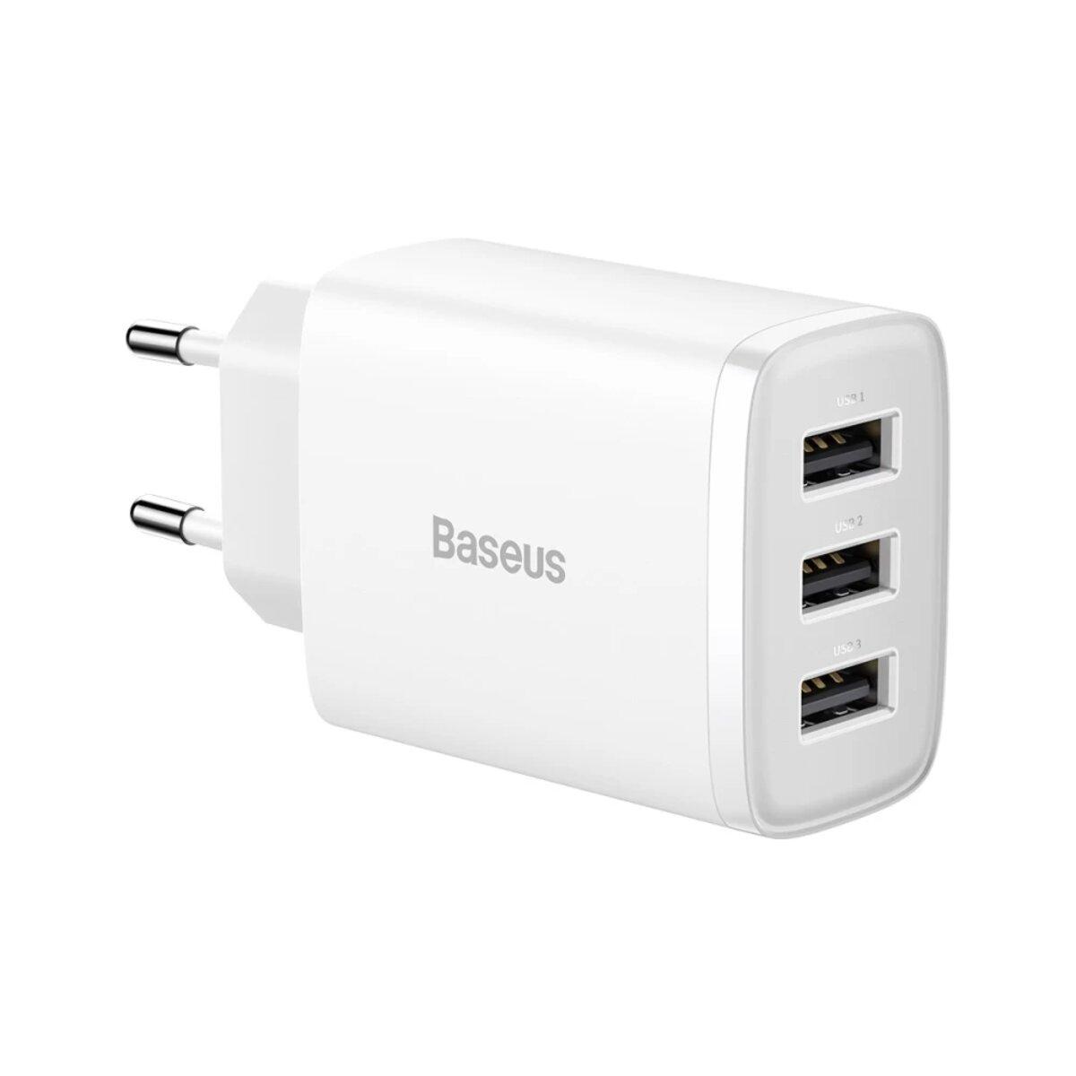 Мережевий зарядний пристрій Baseus Compact  Charger 3U 17W EU White