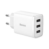 Мережевий зарядний пристрій Baseus Compact  Charger 3U 17W EU White