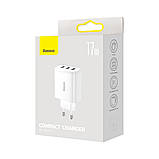 Мережевий зарядний пристрій Baseus Compact  Charger 3U 17W EU White, фото 7