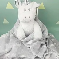 Іграшка білий Єдиноріг з дитячим пледом, CLBL-20.solve