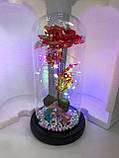 Троянда в скляній колбі з LED підсвічуванням Rose of Love Червона з фігурками подарунок на батарейках, фото 10