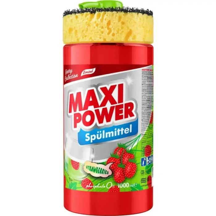 MAXI POWER Засіб для миття посуду 1л Суниця, фото 1