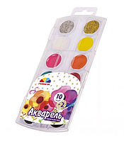 Фарби акварельні "ГАММА'UA" ПЛАСТ "ТВОРЧІСТЬ БЕЗ МЕЖ" 12кольорів, Срібло і золото (400110)