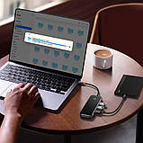 USB-Hub Baseus AcmeJoy 4-Port Type-C HUB Adapter（Type-C to USB3.0*3+Type-C PD&Data *1）Dark Gray, фото 6