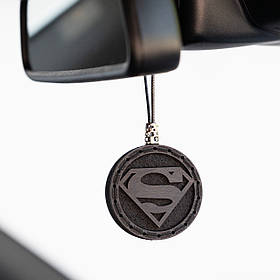 Ароматизатор дерев'яний в авто "Superman" Black Line, 6 см.